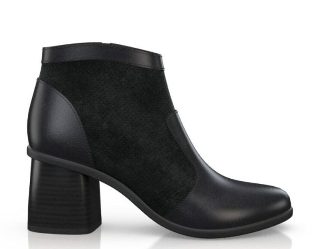 New Girotti Block Heel Booties 29433 Black Suede Leather Size 41 US 10